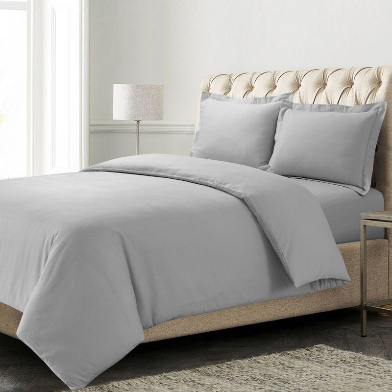 Solid Cotton Flannel Oversized Duvet Cover Set - Azores Home, 3 of 5