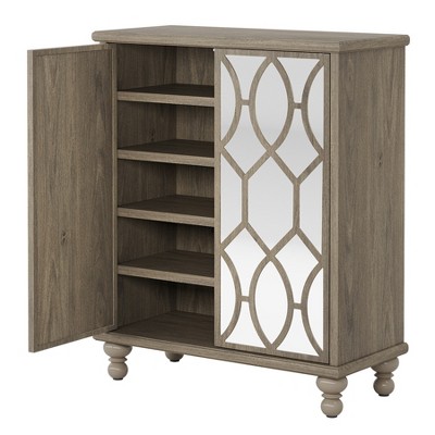 Tribesigns Mirror Shoe Cabinet, 5-Tier Shoe Organizer Cabinet with Doors