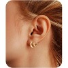 Gold Chunky Hoop Earrings Set for Women, 14K Gold Plated Twisted Huggie Hoop Earring, Thick Open Hoops Set Lightweight - 3 of 4