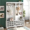 60" Hall Tree Modern Hallway Coat Rack With Metal Hooks 24 Shoe Cubbies For Entryway Bench Living Room Bedroom - 2 of 4