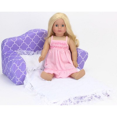 Sophia's Plush Purple and White Quatrefoil Print Pull-Out Sofa Bed for 18" Dolls