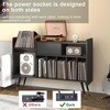 TIRAMISUBEST Black Vinyl Record Player Stand with Large Storage, Turntable Cabinet with Charging Station, and Elegant Sliding Door - 4 of 4