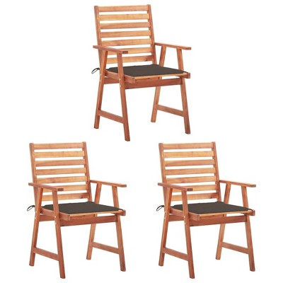 vidaXL Patio Dining Chairs Set with Cushions - Solid Acacia Wood - Taupe Waterproof Fabric Cushions