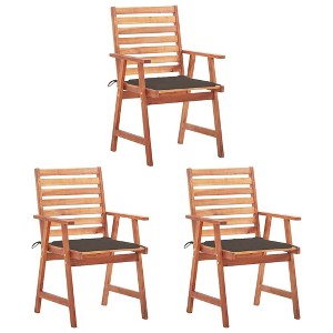 vidaXL Patio Dining Chairs Set with Cushions - Solid Acacia Wood - Taupe Waterproof Fabric Cushions - 1 of 4