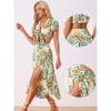 Allegra K Women's Tropical 2-Piece Wrap Crop Top and Hawaiian Ruched Front Maxi Skirt Set - 2 of 4