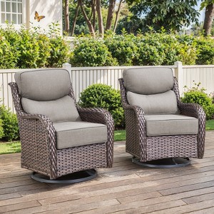 Outdoor Gliders Swivel Chairs with 6-Inch Thick Cushions Swivel Rocker Patio Chairs - 1 of 4