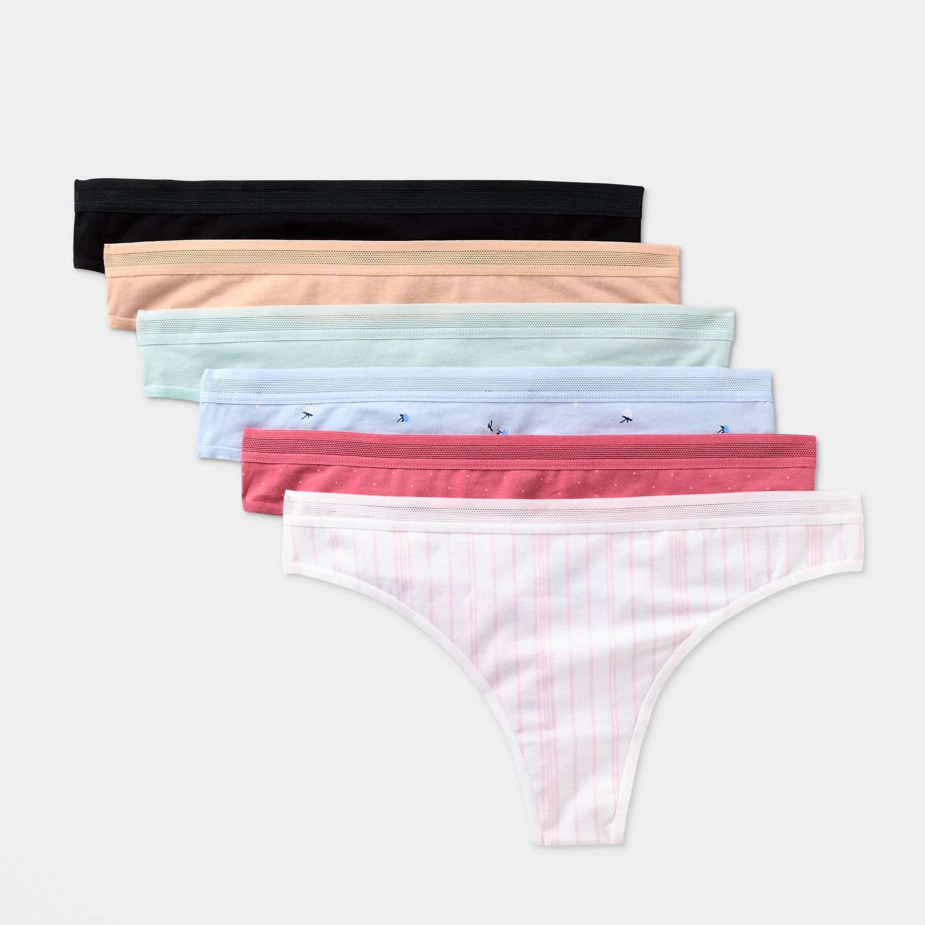 Women's 6pk Cotton Thong Underwear - Auden™ Assorted Colors