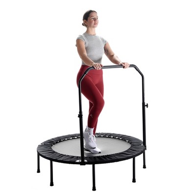 48-Inch Black Round Fitness Trampoline with Adjustable Handlebar