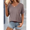 Womens Summer T Shirts V Neck Short Sleeve Blouses Casual Tunic Tops With Pockets 2025 Trendy Beach - 2 of 3