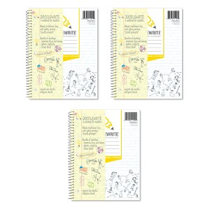 DoodleWrite Spiral Notebook, Ruled + Stick Figure Doodle Prompts, Keep Focus, Spark Creativity/Imagination, Relieve Stress, Heavyweight Paper - 1 of 1