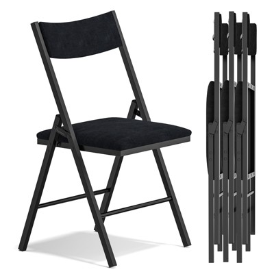 SKONYON 4 Pack Velvet Padded Folding Chair Comfortable and Heavy-Duty Seating