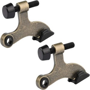 Attop Hinge Pin Door Stopper 2-Pack Antique Bronze - Adjustable Heavy Duty Stopper with Black Rubber Bumper for Wall Protection - 1 of 4