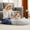 Wooakway 19" Gray Pet Bed for Indoor Dog Cat Donut Cuddler Soft Dog Beds with Anti-Slip Bottom Round Calming Fluffy Plush Faux Fur Cushion Bed for Dog - 3 of 4