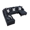 YOOCOZZ U-Shaped Upholstered Sectional Sofa with Chaise Lounge and Unique Pillows - Black - 2 of 4
