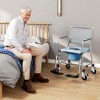 HOMCOM Rolling Shower Wheelchair for Seniors, Bedside Commode Chair with Padded Seat, Backrest, for Handicap, Toilet Chair, 300 lbs, Gray - 3 of 4