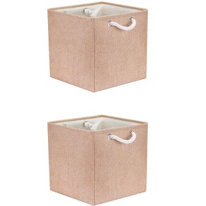 REGALWOVEN Shelves Closet Square Fabric Collapsible Storage Basket Bin with Handle 2 Pcs - 1 of 4