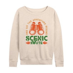 Women's - Disney - Adventure Begins Lightweight French Terry Wide Neck Long Sleeve Shirt - 1 of 4