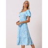 INSPIRE CHIC Women's Floral Sweetheart Neck Puff Short Sleeve A-Line Midi Dress - 3 of 4
