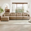 140" Chenille Upholstery L-Shaped Modular Sectional Sofa with Ottoman, Tufted Backrest, Ergonomic Cushions - 3 of 4