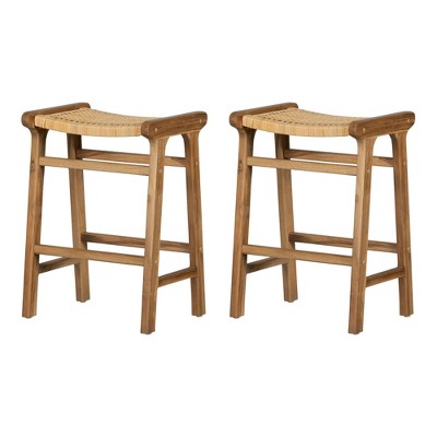 South Shore Set of 2 26" Balka Counter Height Barstools Rattan/Natural