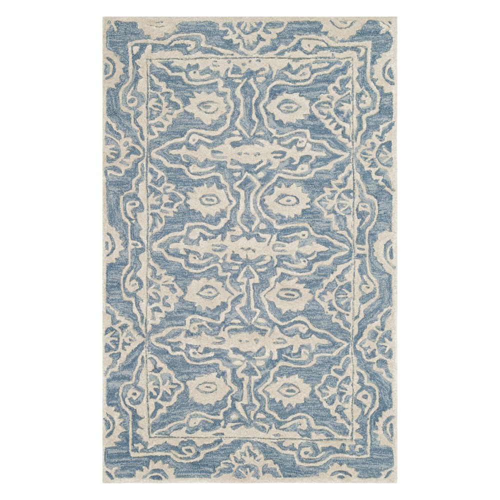 2'6inx4' Medallion Accent Rug Blue/Ivory - Safavieh