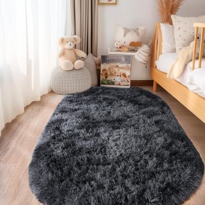 LOVEVOOK Fluffy Runner Rug for Bedroom, Shag Oval Rug for Bedside, Living Room Dorm Home Decor 2.6x5.3 Feet - 1 of 4
