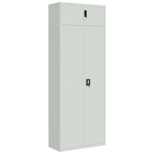vidaXL Lockable Metal File Cabinet - Adjustable Shelves - Gray Steel Office Storage Unit - 35.4" x 15.7" x 94.5" - 1 of 4
