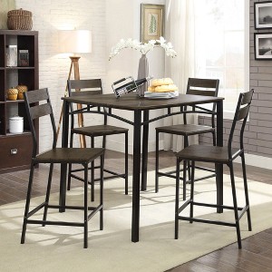 5-Piece Dining Set with Square Table and 4 High Chairs - 1 of 4