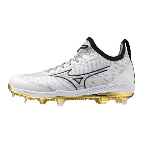 Mizuno Men's MIZUNO Pro Metal Baseball Cleat, 13, White-Gold