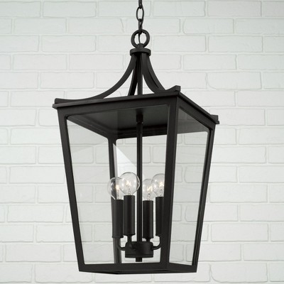 Adair Black 4-Light Outdoor Pendant with Clear Glass