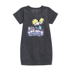- Hey Arnold! - Airbrush Arnold Graphic Short Sleeve Fleece Dress - 1 of 3