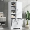 TiramisuBest Tall Bathroom Cabinet with Four Doors, Large Storage Space Open Shelve, Upper Storage Cabinet, Black - 2 of 4