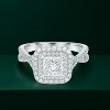 1 Carat Square Cut Moissanite Ring - Double Halo Ring - Cluster Ring - 18k White Gold Plated - 2 of 4