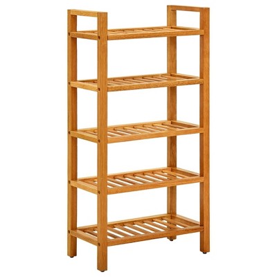 vidaXL Shoe Rack with 5 Shelves 19.7 in.x10.6 in.x39.4 in. Solid Oak Wood