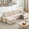 Large Modular Sectional Sofa U-Shaped Couch with Removable Washable Covers, Convertible Deep Seat Cloud Sleeper Sofa for Living Room, Office, Beige - 3 of 4
