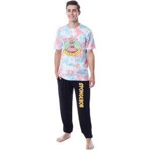 SpongeBob SquarePants Mens' Patrick Tie-Dye Funny Jogger Sleep Pajama Set Multicolored - 1 of 4