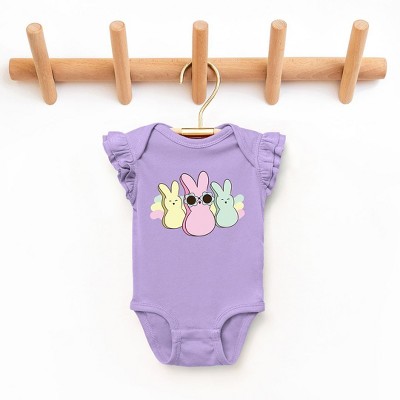 The Juniper Shop Chillin With My Peeps Sunglasses Baby Flutter Sleeve Bodysuit - 12 Month - Lavender
