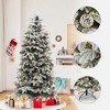 LuxenHome 6Ft Pre-Lit Flocked Artificial Pine Christmas Tree with Pinecones and Metal Stand Green - 3 of 4