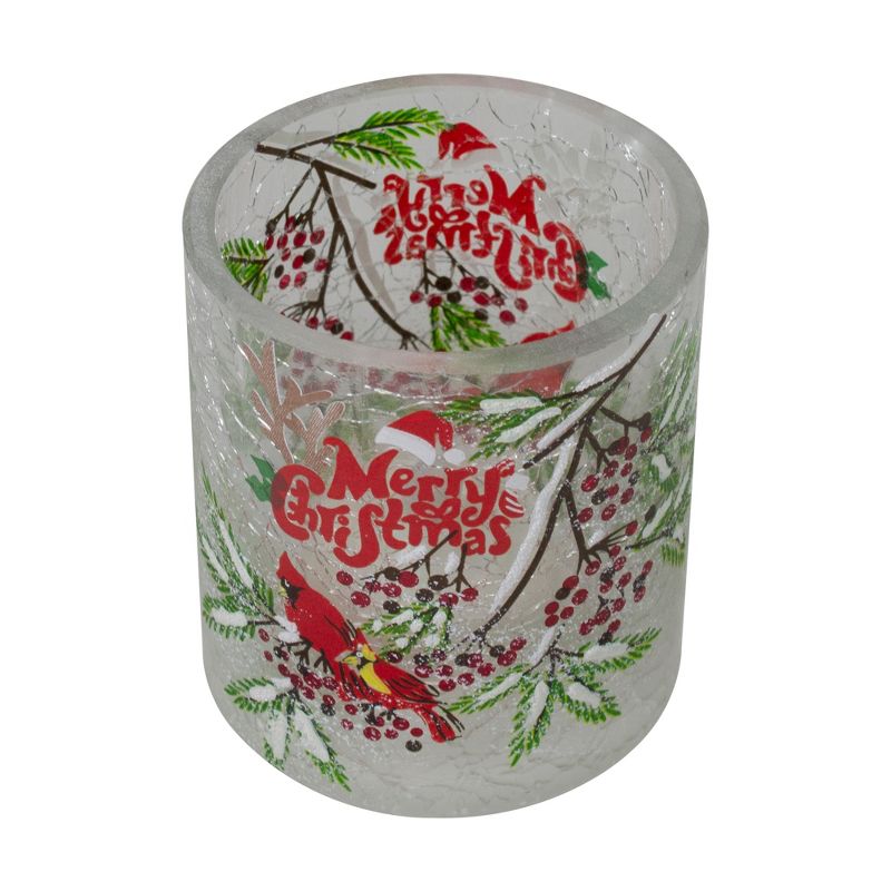 Northlight 2.75-Inch Cardinal and Pine Hand Painted Flameless Christmas Candle Holder, 3 of 6