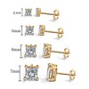 Paaaawaters 925 Sterling Silver Stud Earrings 4 Prong Princess Cut Square Cubic Zirconia Ear Stud Women 4mm-7mm - 4 of 4