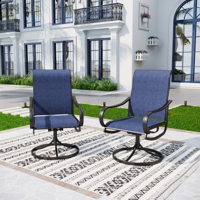Captiva Designs Outdoor Dining Breathable Quick-dry Sling Steel Chairs with 360 Degree Swivel