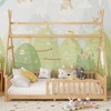NicBex Twin/Full Size House Floor Bed Frame with Fence & Roof & Lights,Modern Toddler Bed for Bedroom,Kids Room,Playrooms - 3 of 4