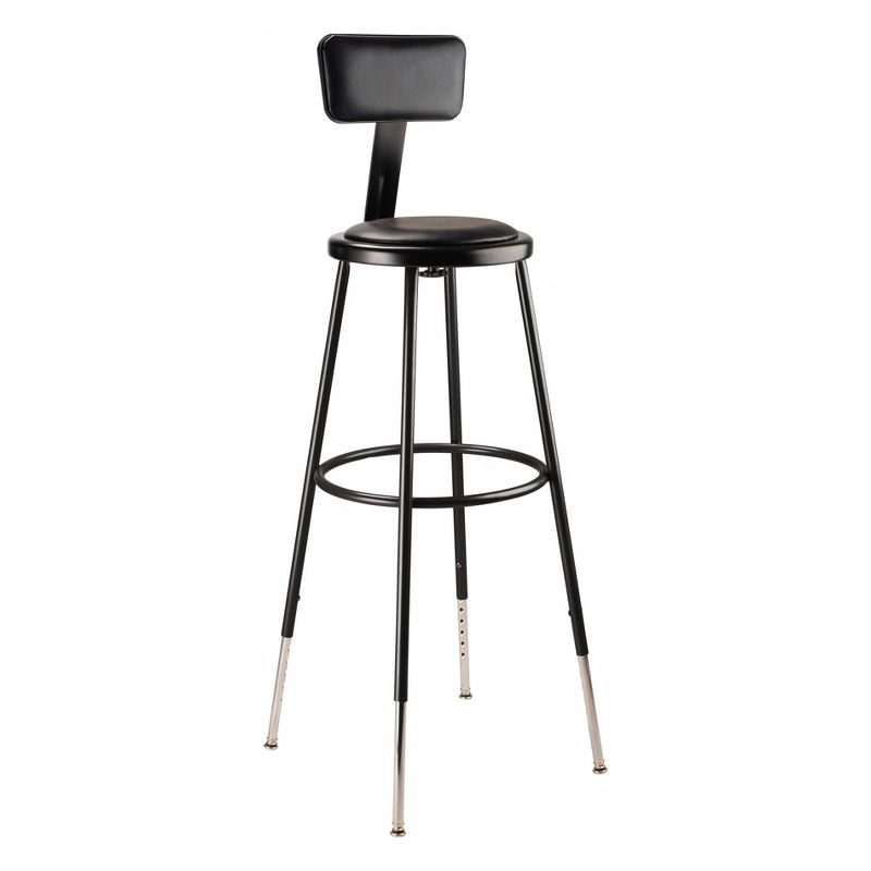 Set of 2 32&#34;-39&#34; Height Adjustable Heavy Duty Vinyl Padded Steel Accent Barstools with Backrest Black - Hampden Furnishings, 2 of 11