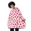 Strawberries All-Over Print Pink Long Sleeve Oversized Hoodie Wearable Blanket-OSFA - 2 of 4