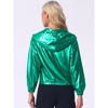 INSPIRE CHIC Women's Holographic Shiny Long Sleeve Zipper Hooded Metallic Jacket - 4 of 4