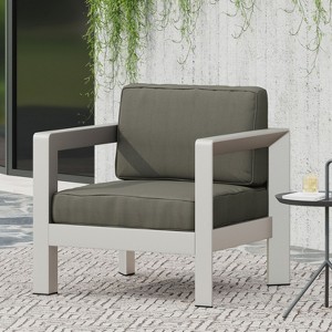Christopher Knight Home Aviara Modern Outdoor Aluminum Club Chair with Cushions - 1 of 4