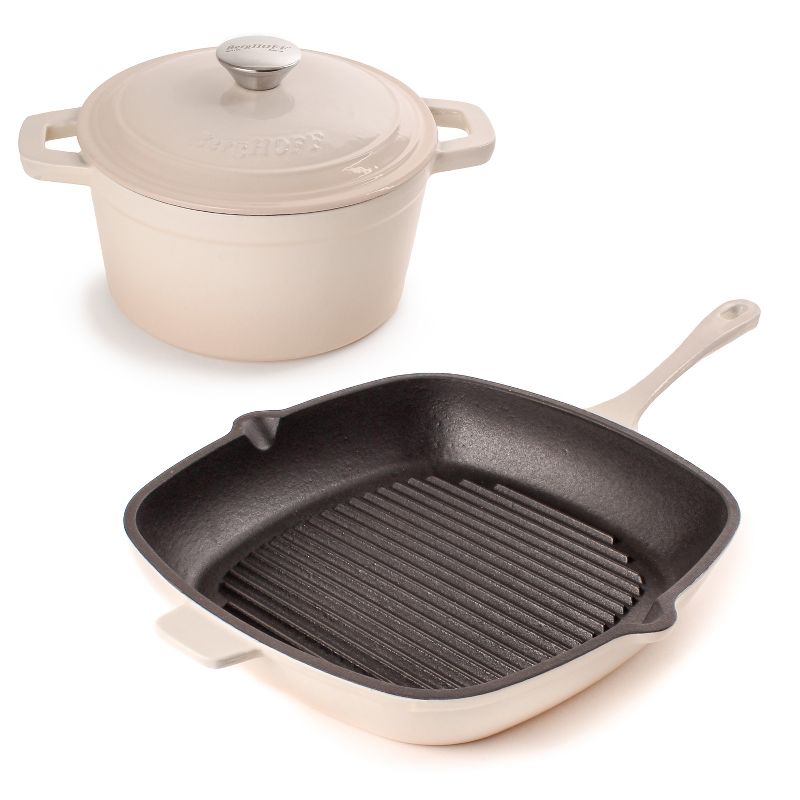 BergHOFF Neo 3Pc Cast Iron Cookware Set, 3Qt Covered Dutch Oven & 11" Grill Pan, 1 of 8