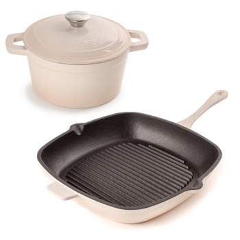 BergHOFF Neo 3Pc Cast Iron Cookware Set, 3Qt Covered Dutch Oven & 11" Grill Pan