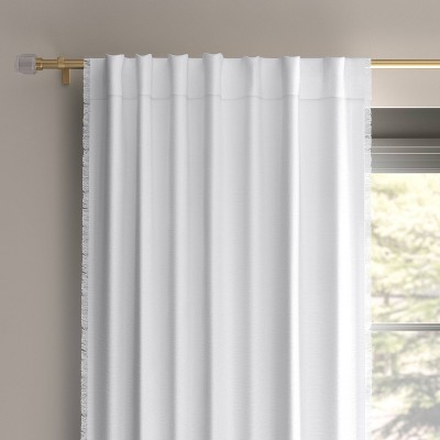 50"x84" Blackout Slub Weave Raw Edge Curtain Panel White - Threshold™