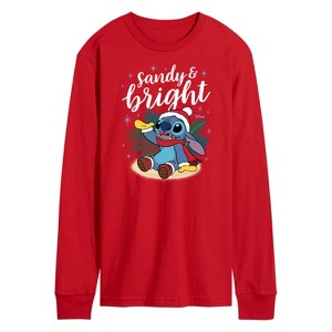 Men's - Lilo and Stitch - Sandy and Bright Christmas Long Sleeve Graphic T-Shirt - 1 of 2